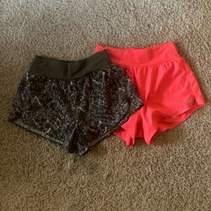 Fabletics Women's Athletic Shorts - Neon Coral & Black Multi-Print